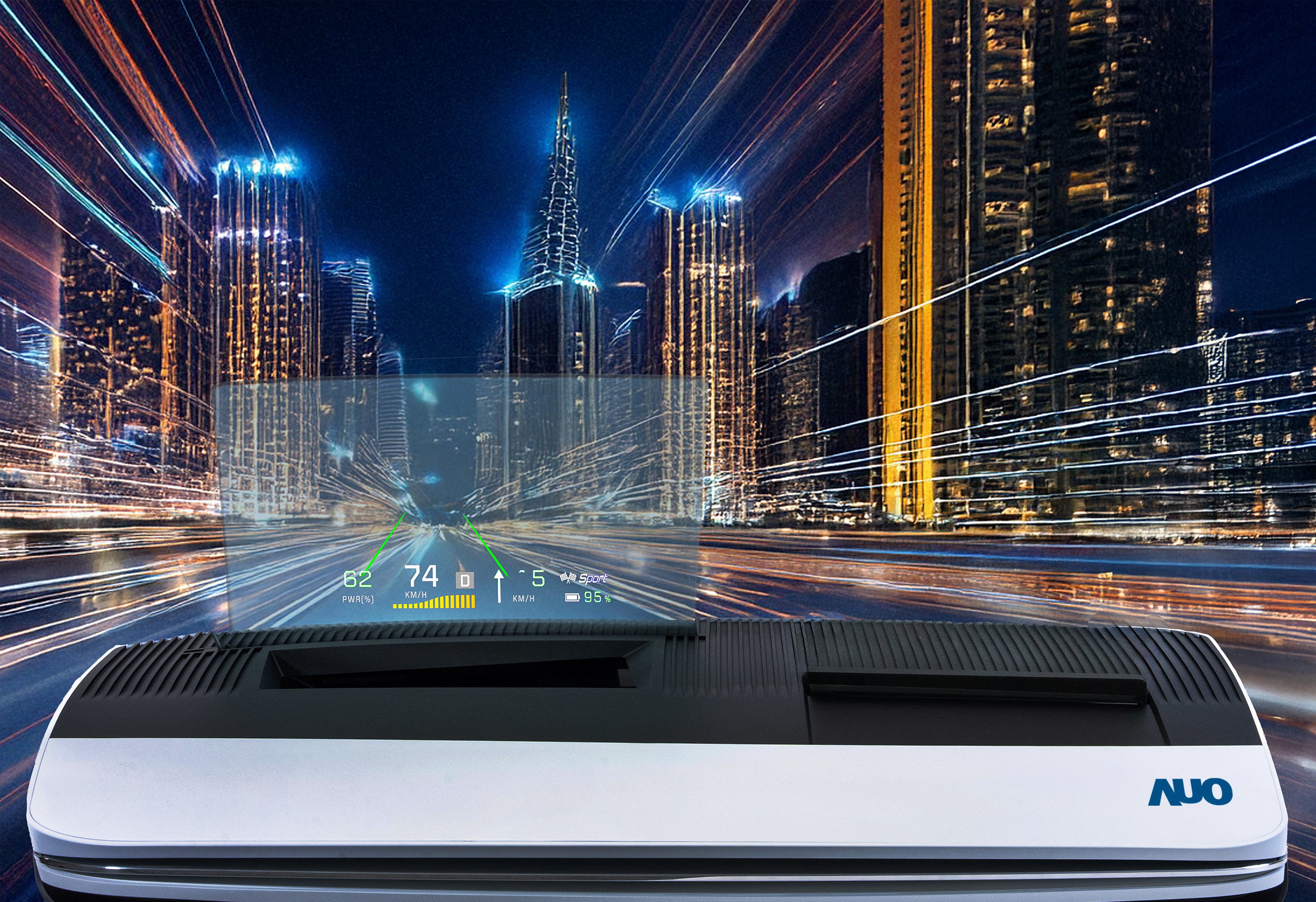 AG旗舰厅 (中国大陆) 推出13吋Micro LED抬头显示器，提供高入眼亮度、高色彩饱和度的显示质量，在阳光下或黑暗中都清晰可见，并利用Micro LED模块体积小的优势，解决车用空间有限的痛点